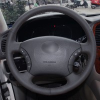 Оплетка на руль из «Premium» экокожи Toyota Highlander (Sport, Limited) 2004-2007 г.в. (мультируль, черная)