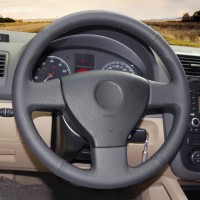 Оплетка на руль из «Premium» экокожи Volkswagen Caddy 2006-2010 г.в. (для руля без штатной кожи, черная)