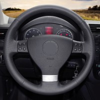 Оплетка на руль из «Premium» экокожи Volkswagen Tiguan 2007-2010 г.в. (для руля со штатной кожей, черная)